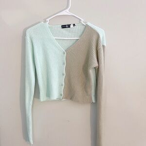 Daisy Street colorblock crop long sleeve cardigan coquette cozy preppy twee